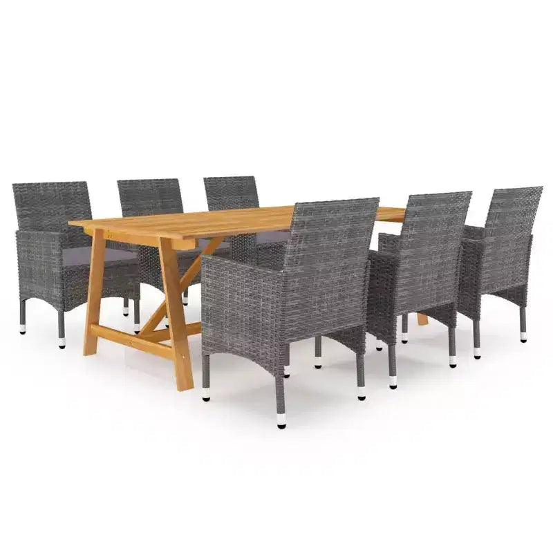 vidaXL Set da pranzo in legno massello di acacia Ampio ergonomico