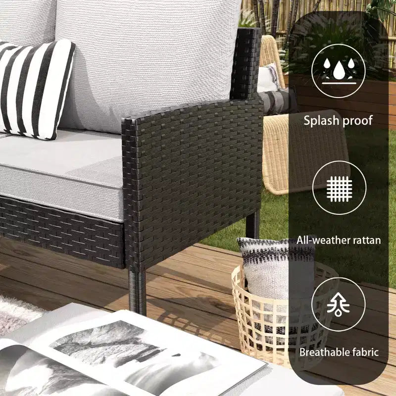 CLIHOME Set di mobili da esterno da 7 pezzi, set da conversazione per patio, mobili da patio per piccoli spazi