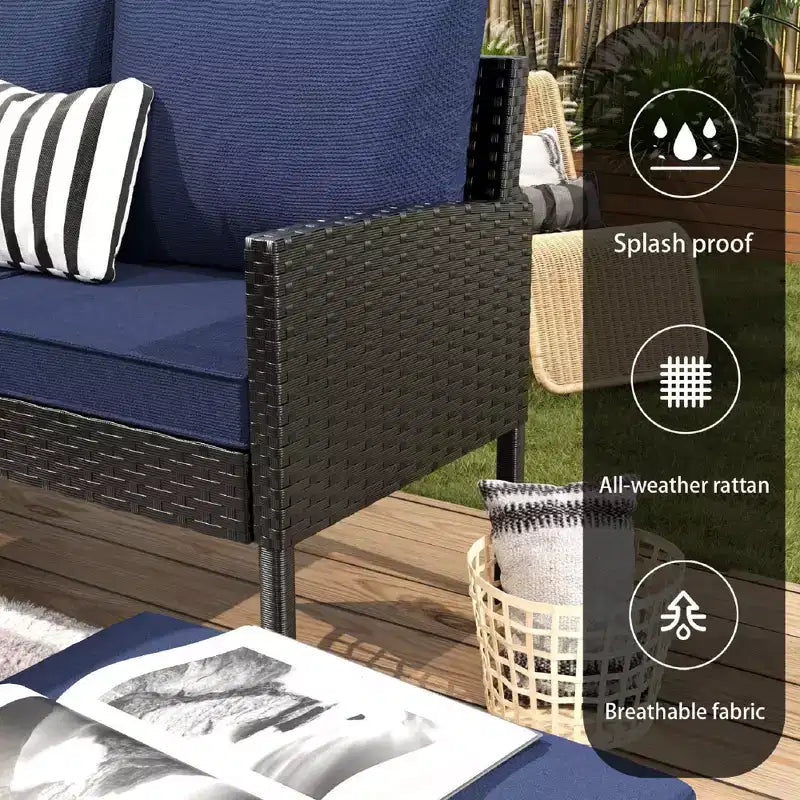 CLIHOME Set di mobili da esterno da 7 pezzi, set da conversazione per patio, mobili da patio per piccoli spazi