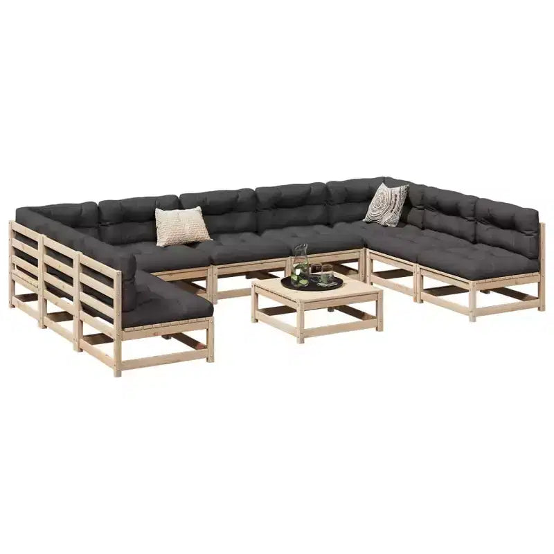 vidaXL Set Divani da Giardino Legno Massello di Pino Naturale Grande Modulare