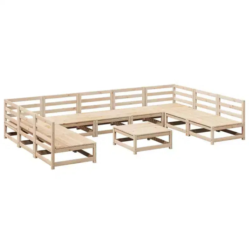vidaXL Garden Sofa Set Natural Pine Solid Pine Wood Large Modular