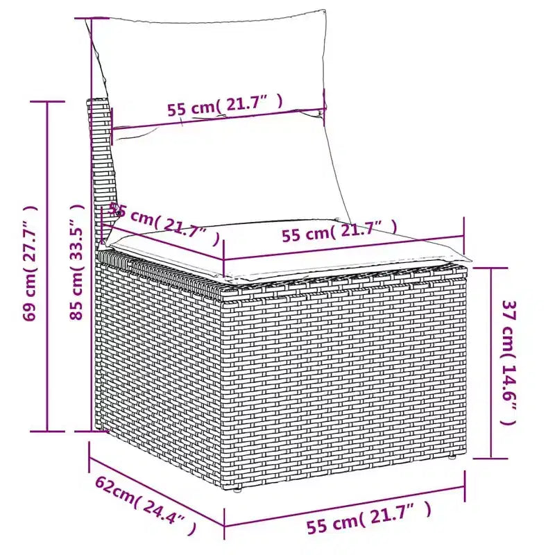 vidaXL Set Divani da Giardino con Cuscini e Tavolo in Polyrattan