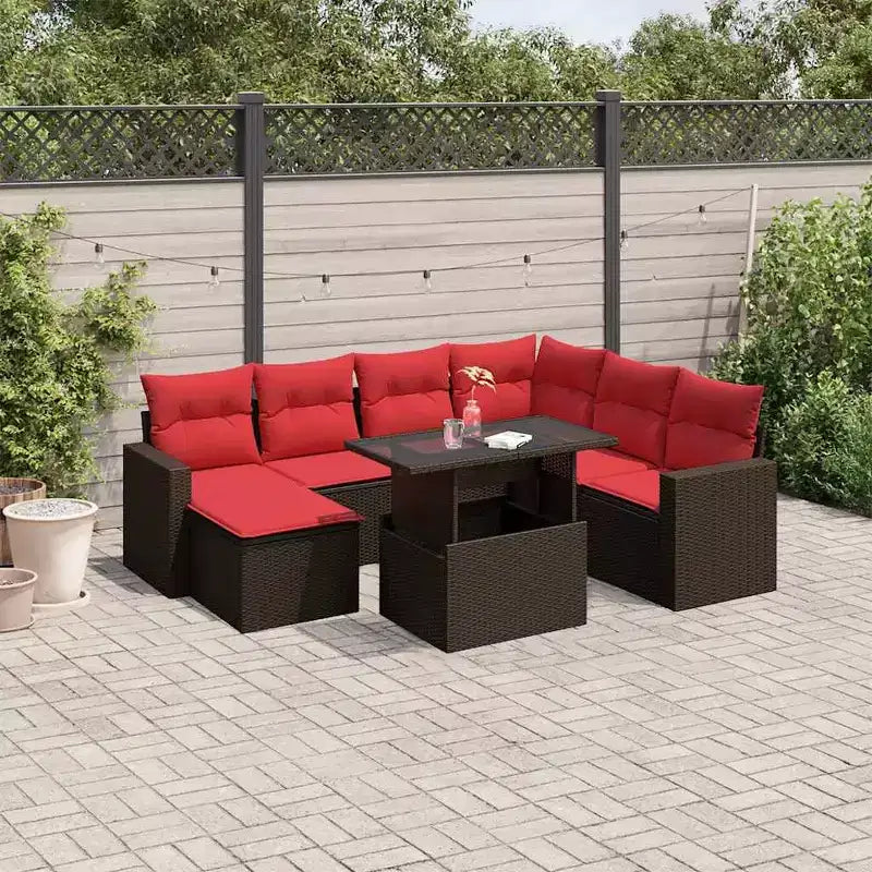 vidaXL Set Divani da Giardino con Cuscini e Tavolo in Polyrattan