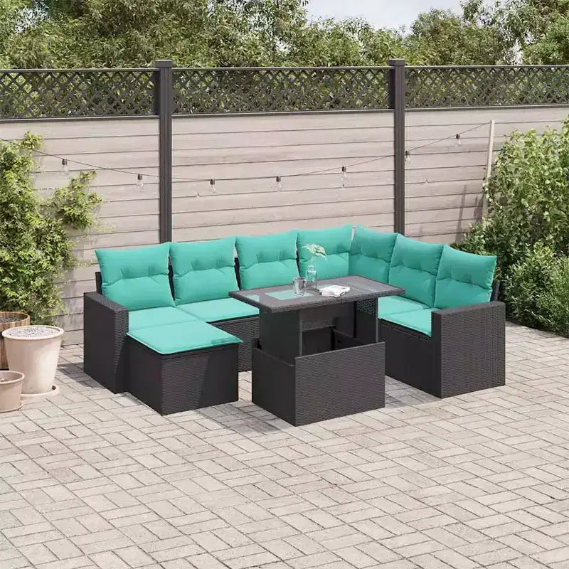 vidaXL Set Divani da Giardino con Cuscini e Tavolo in Polyrattan