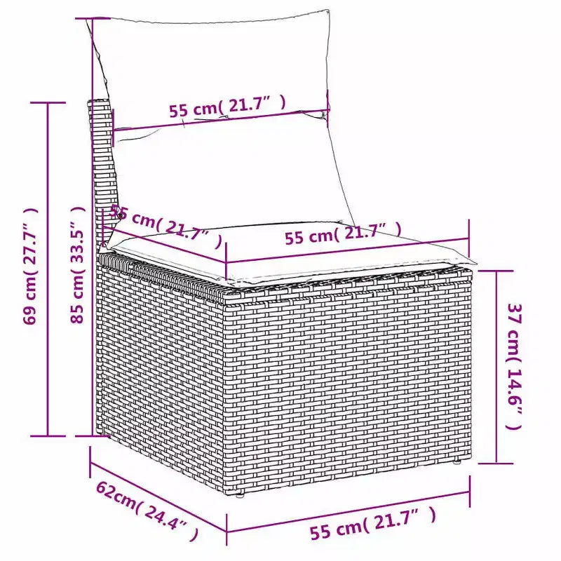vidaXL Set Divani da Giardino con Cuscini e Tavolo in Polyrattan