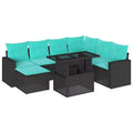 vidaXL Patio Sofa Set with Cushions and Table Outdoor Poly Rattan