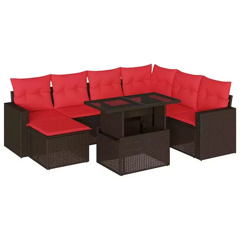 vidaXL Set Divani da Giardino con Cuscini e Tavolo in Polyrattan