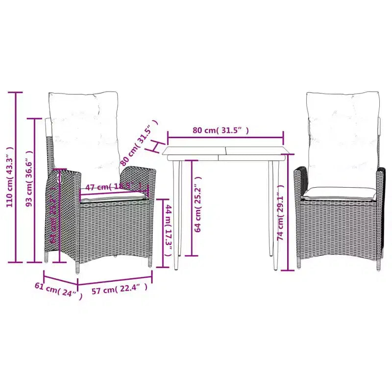 vidaXL Set da pranzo moderno da giardino con cuscini
