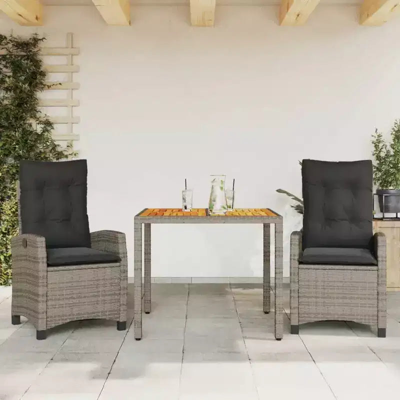 vidaXL Set da pranzo da esterno con cuscini, in polyrattan