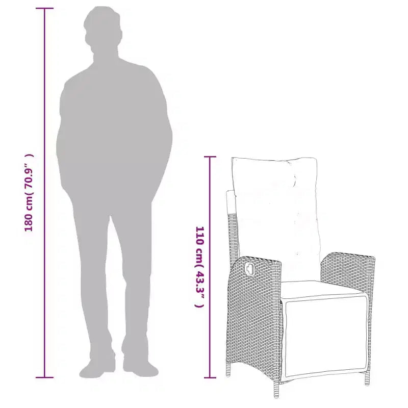 vidaXL Set da pranzo da esterno con cuscini in polyrattan