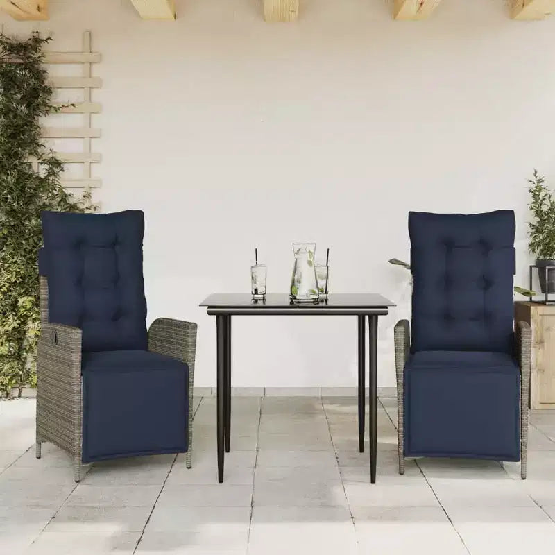 vidaXL Set da pranzo da esterno con cuscini in polyrattan