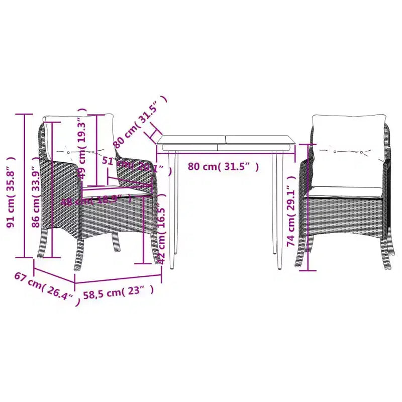 vidaXL Set da pranzo da giardino in polyrattan