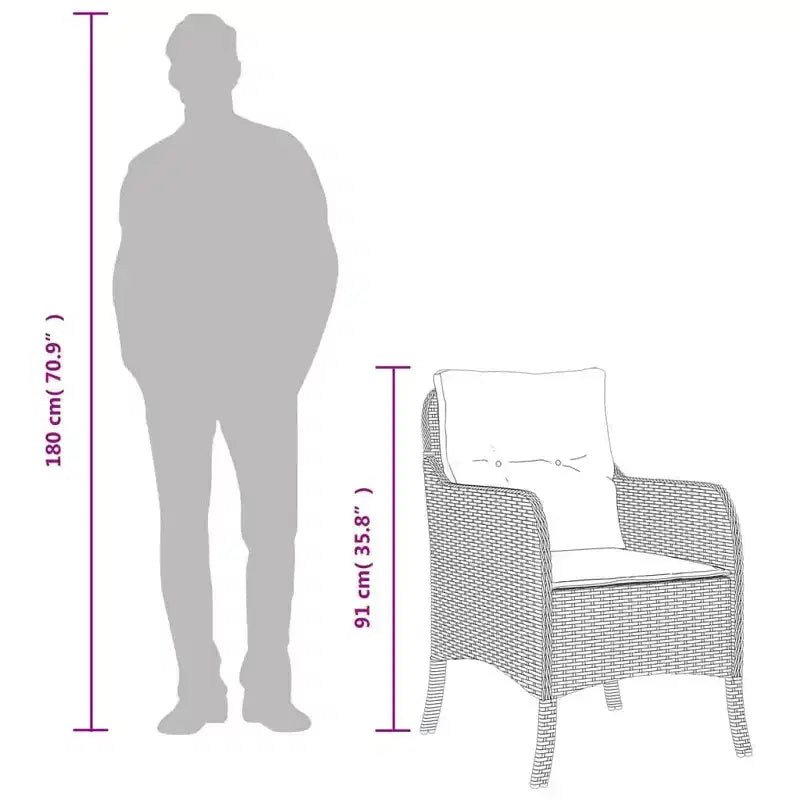 vidaXL Set da pranzo da giardino in polyrattan