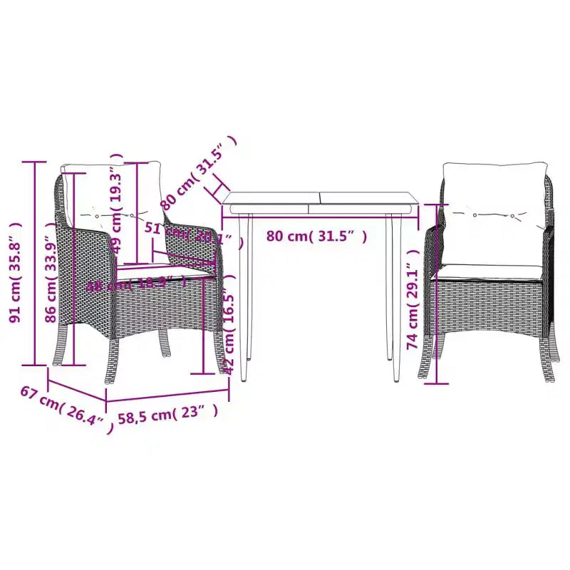vidaXL Set da pranzo moderno in rattan per esterni
