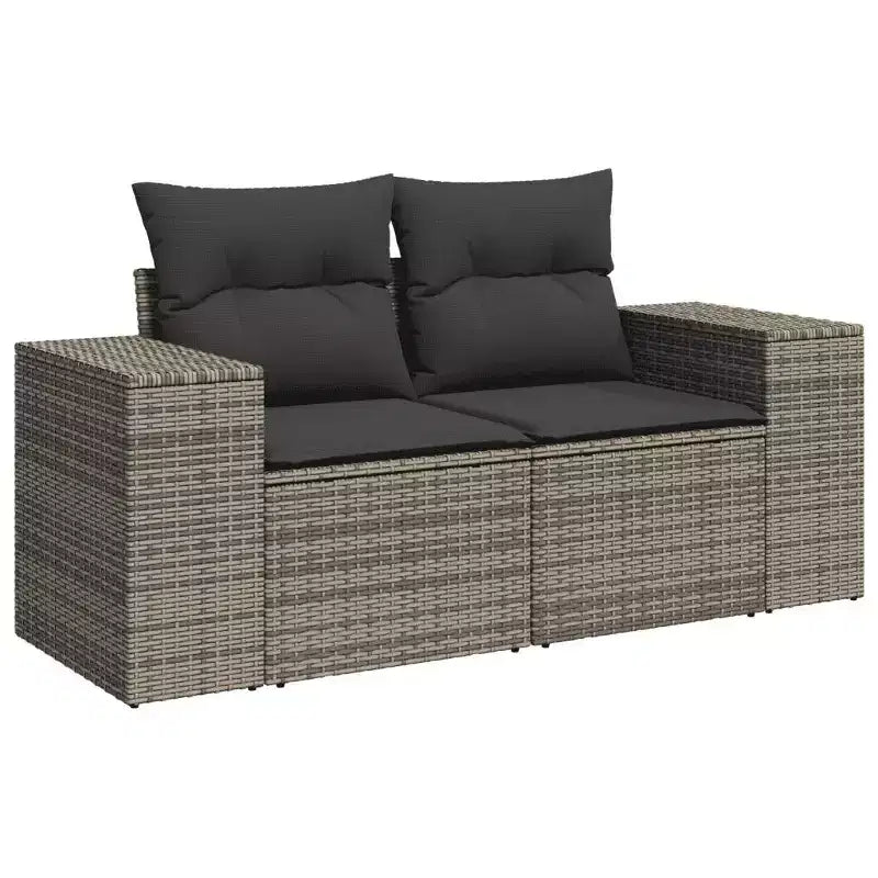 Set divani da esterno vidaXL con cuscini e vano portaoggetti