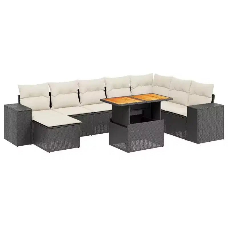 Set divani da esterno vidaXL con cuscini e vano portaoggetti
