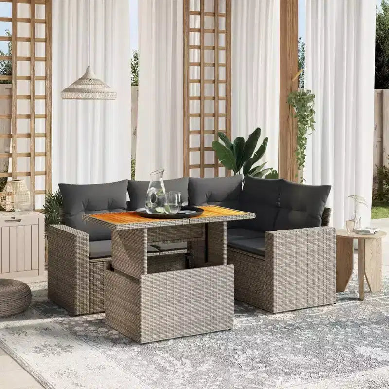 vidaXL Set divano da esterno modulare con contenitore, cuscini in diversi colori