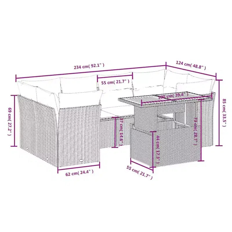 vidaXL Set Divani da Esterno con Cuscini - Design Moderno in Polyrattan