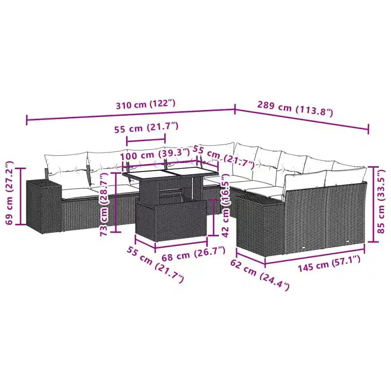 vidaXL Set Divani da Esterno - Design Comodo ed Elegante