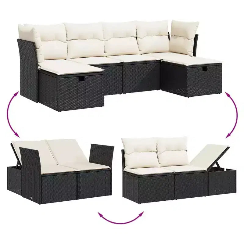 vidaXL Set divani da giardino in rattan PE Set modulare