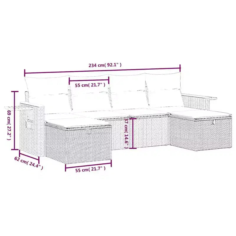 vidaXL Set divani da giardino in rattan PE Set modulare