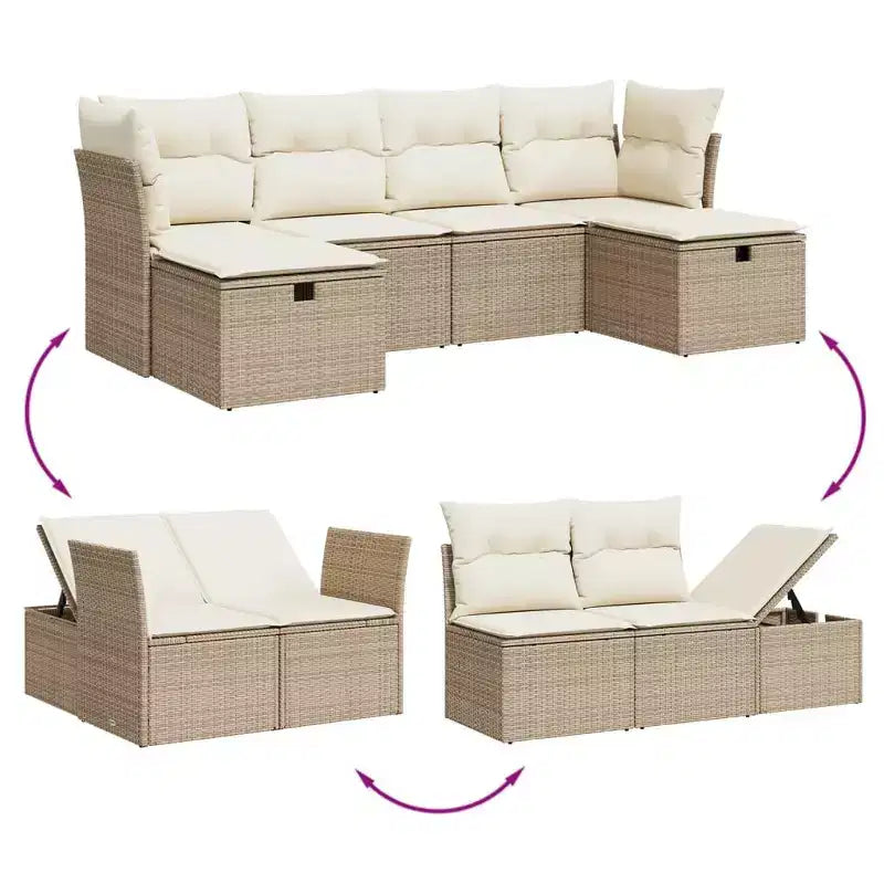 vidaXL Set divani da giardino in rattan PE Set modulare