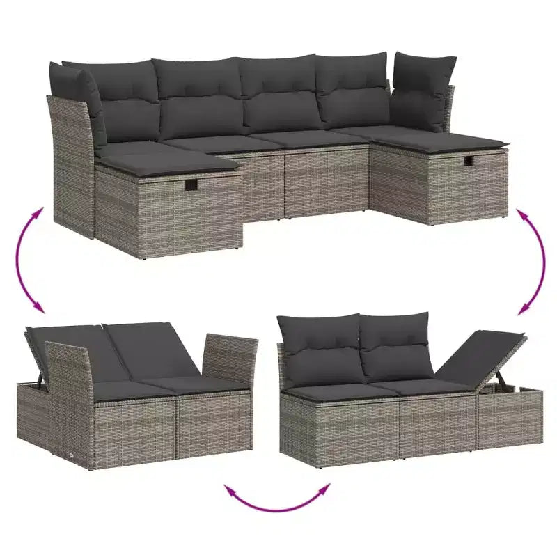 vidaXL Set divani da giardino in rattan PE Set modulare