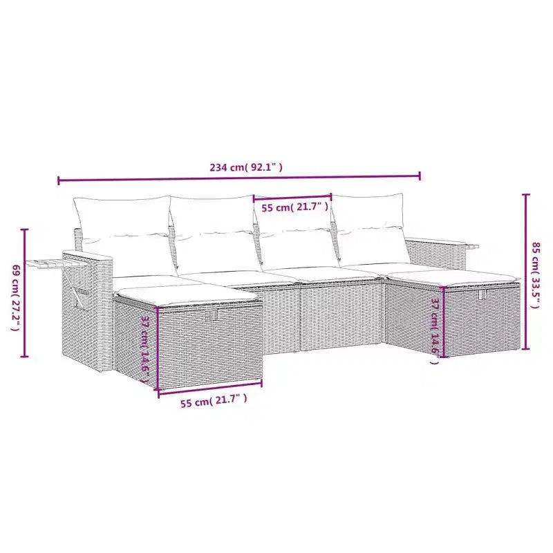 vidaXL Set divani da giardino in rattan PE Set modulare