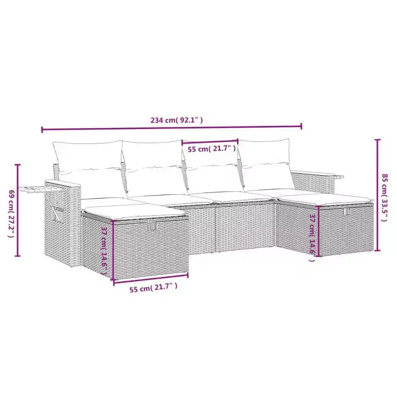vidaXL Set divani da giardino in rattan PE Set modulare