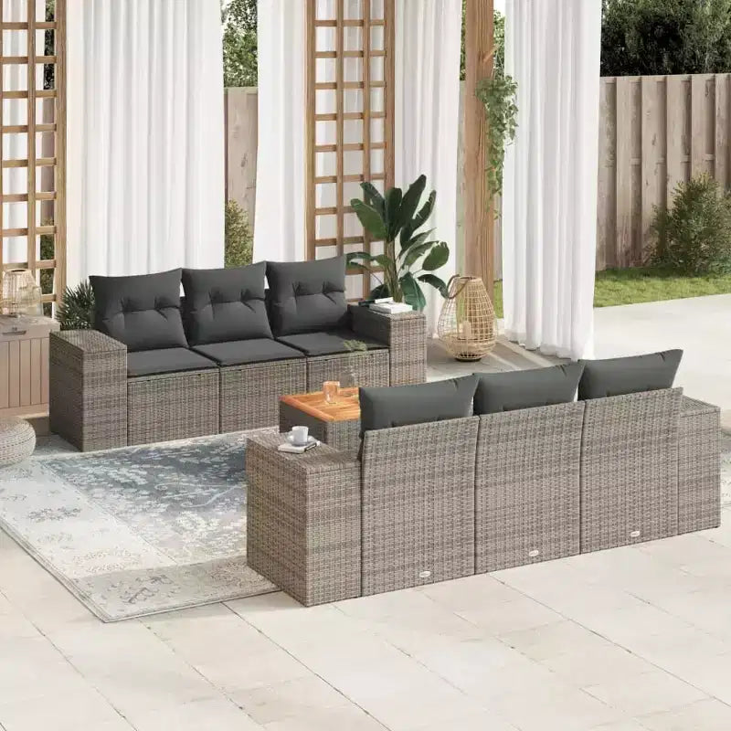 vidaXL Set Divani da Giardino con Cuscini Arredo Esterni in Polirattan
