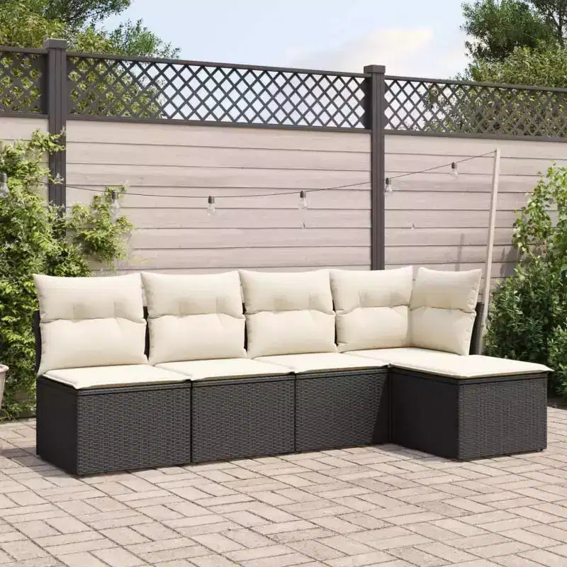 vidaXL Set Divano Modulare da Esterno a 5 Posti con Cuscini - Polyrattan, Vari Colori