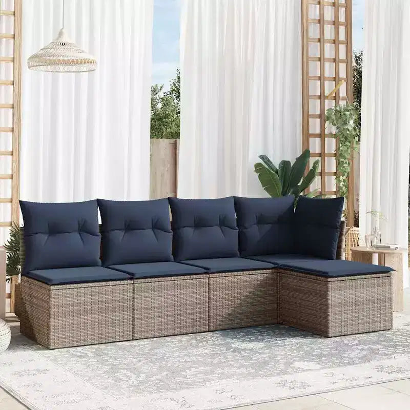 vidaXL Set Divano Modulare da Esterno a 5 Posti con Cuscini - Polyrattan, Vari Colori