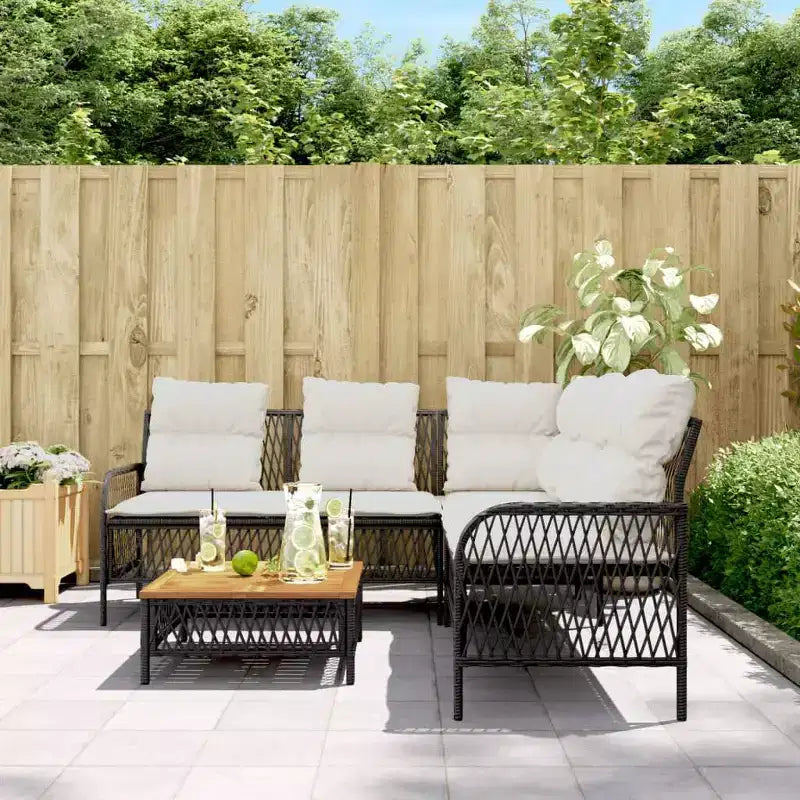 vidaXL Set Divani da Giardino con Cuscini 2 Pezzi in Polirattan