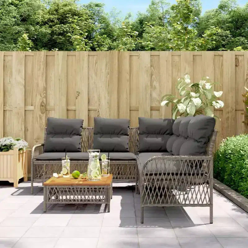 vidaXL Set Divani da Giardino con Cuscini 2 Pezzi in Polirattan