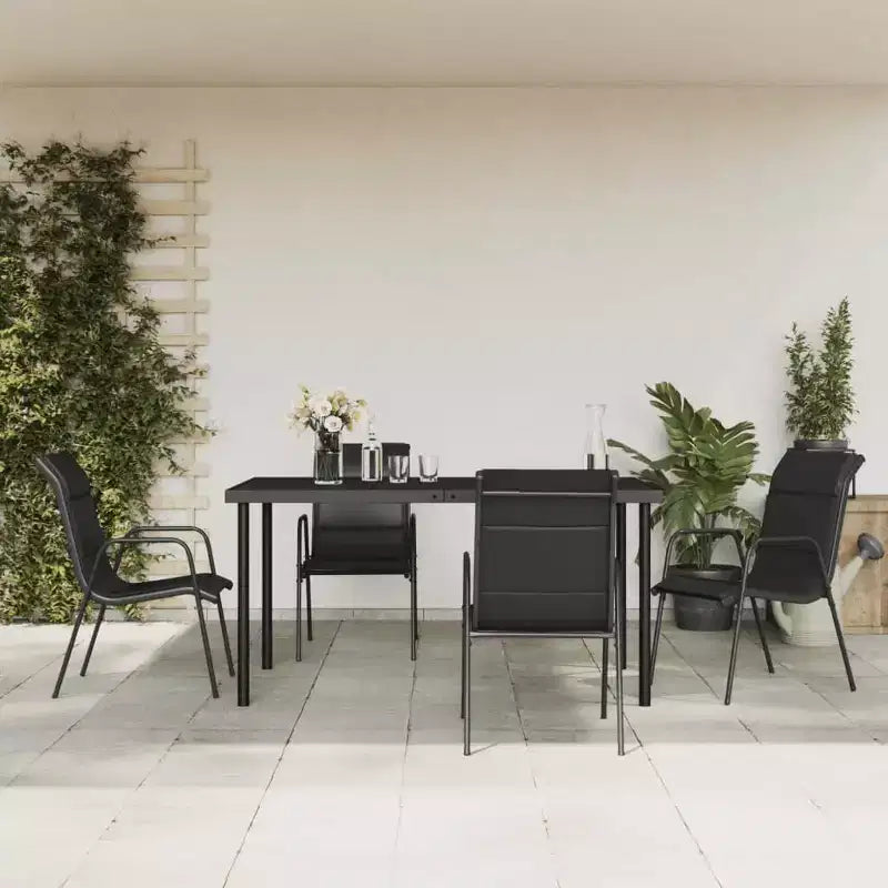 vidaXL Set da pranzo da esterni tavolo e sedie in acciaio e textilene