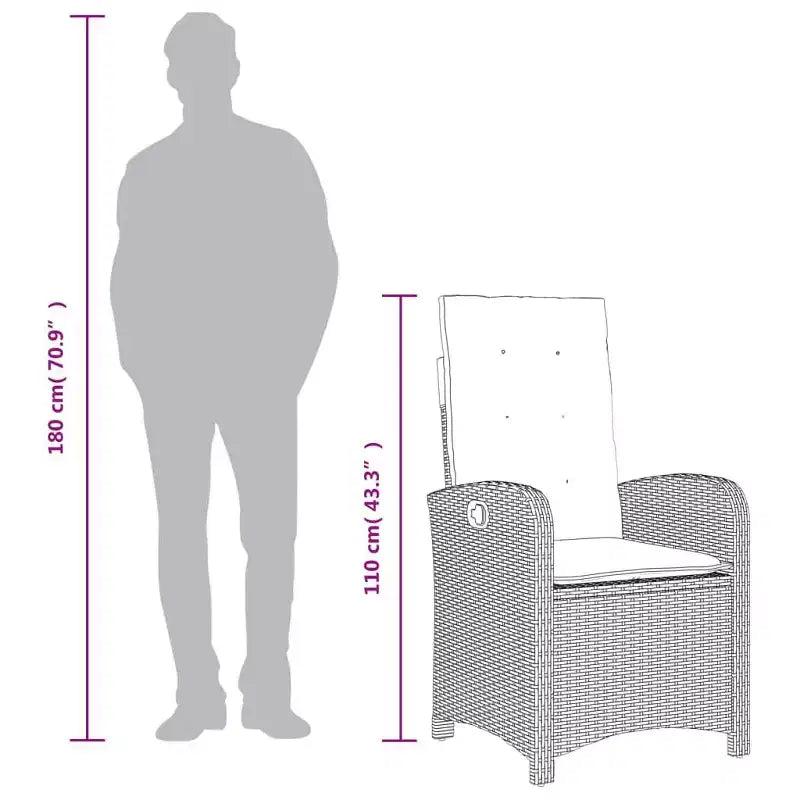 Set da pranzo da esterno in polyrattan vidaXL con cuscini