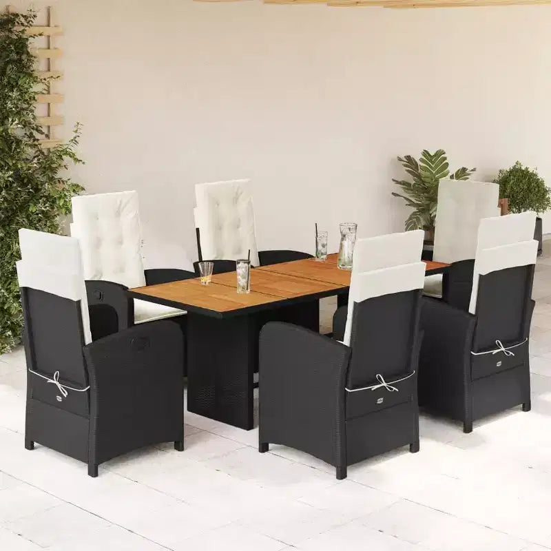 Set da pranzo da esterno in polyrattan vidaXL con cuscini