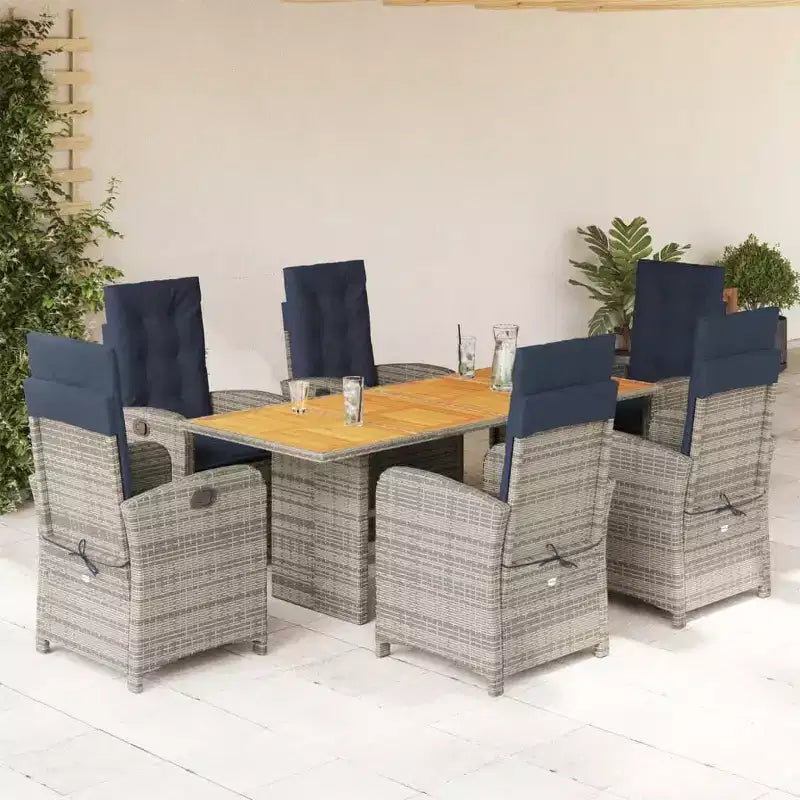 Set da pranzo da esterno in polyrattan vidaXL con cuscini