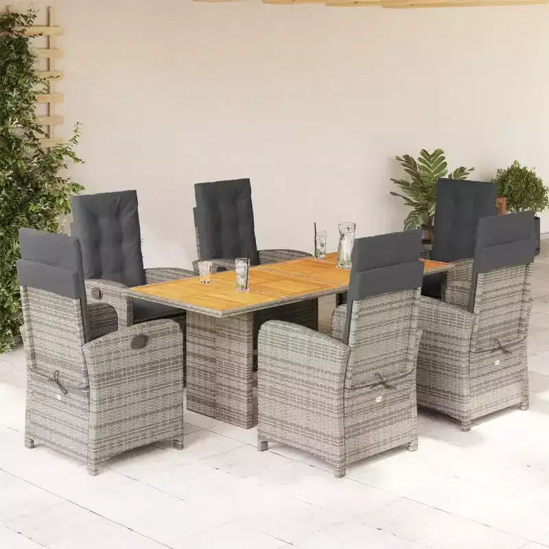 Set da pranzo da esterno in polyrattan vidaXL con cuscini