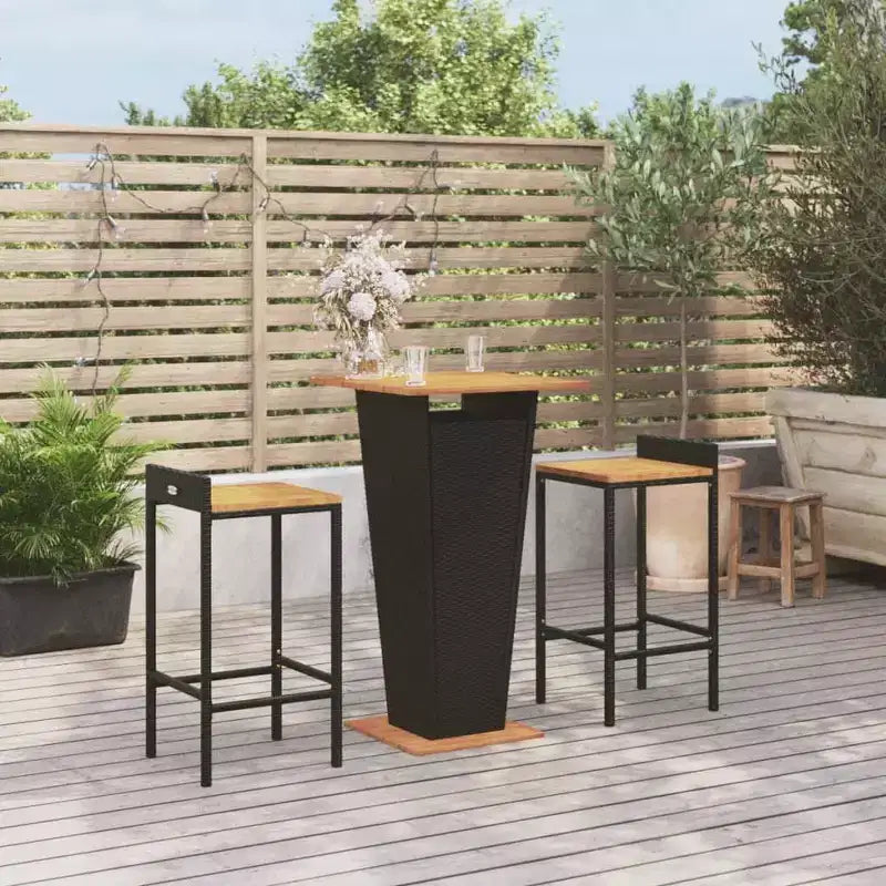 vidaXL Set Tavolo e Sgabelli da Bar per Esterni in Polyrattan e Legno Massello di Acacia