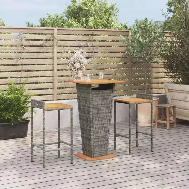vidaXL Set Tavolo e Sgabelli da Bar per Esterni in Polyrattan e Legno Massello di Acacia