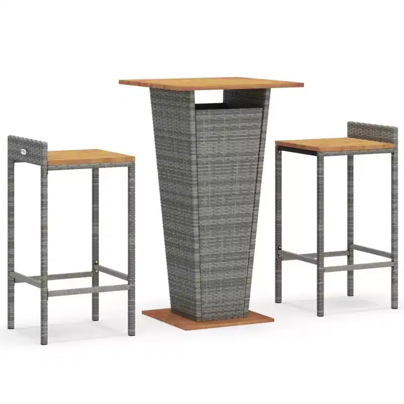 vidaXL Set Tavolo e Sgabelli da Bar per Esterni in Polyrattan e Legno Massello di Acacia