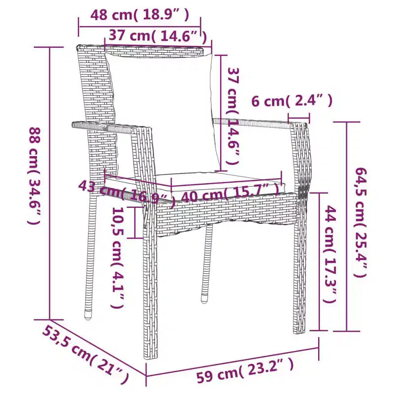 vidaXL Set 2 Sedie da Giardino con Cuscini - Polyrattan - Vari Colori