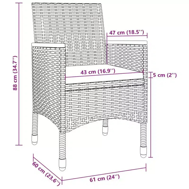 vidaXL Set da pranzo da giardino Tavolo in rattan PE di medie dimensioni Resistente