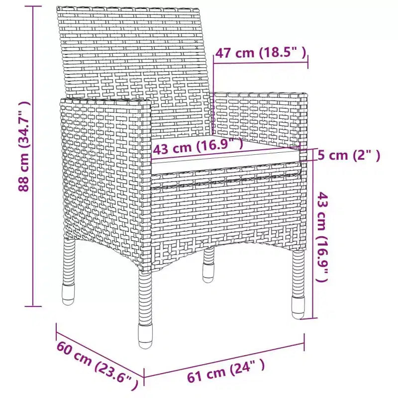 vidaXL Set da pranzo da giardino Tavolo in rattan PE di medie dimensioni Resistente