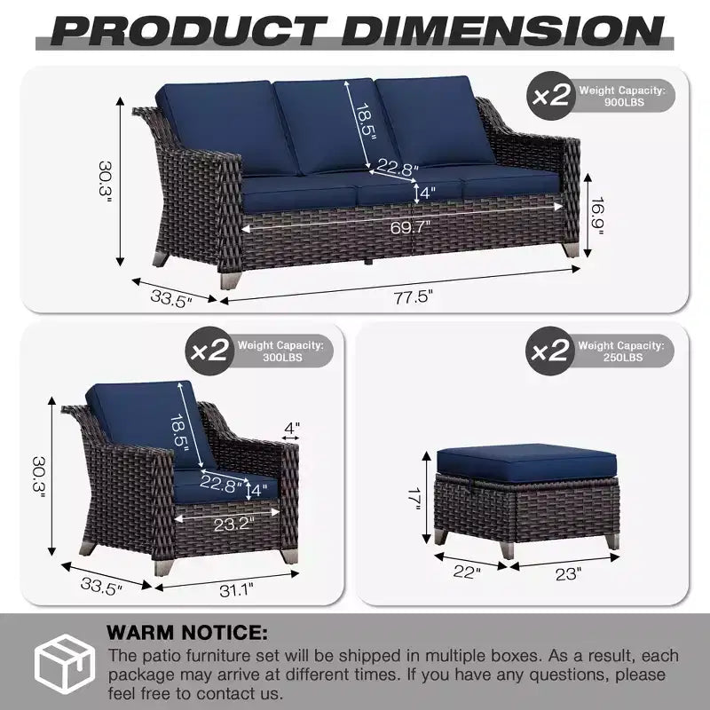 Set da patio da esterno UPTIOT con due divani, sedie, pouf e tavolo con braciere per riunioni spaziose