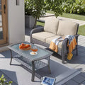 HOMLUX 2 PCS Wicker Outdoor Patio Conversation Set All Weather Porch Deck Balcony Backyard Furniture