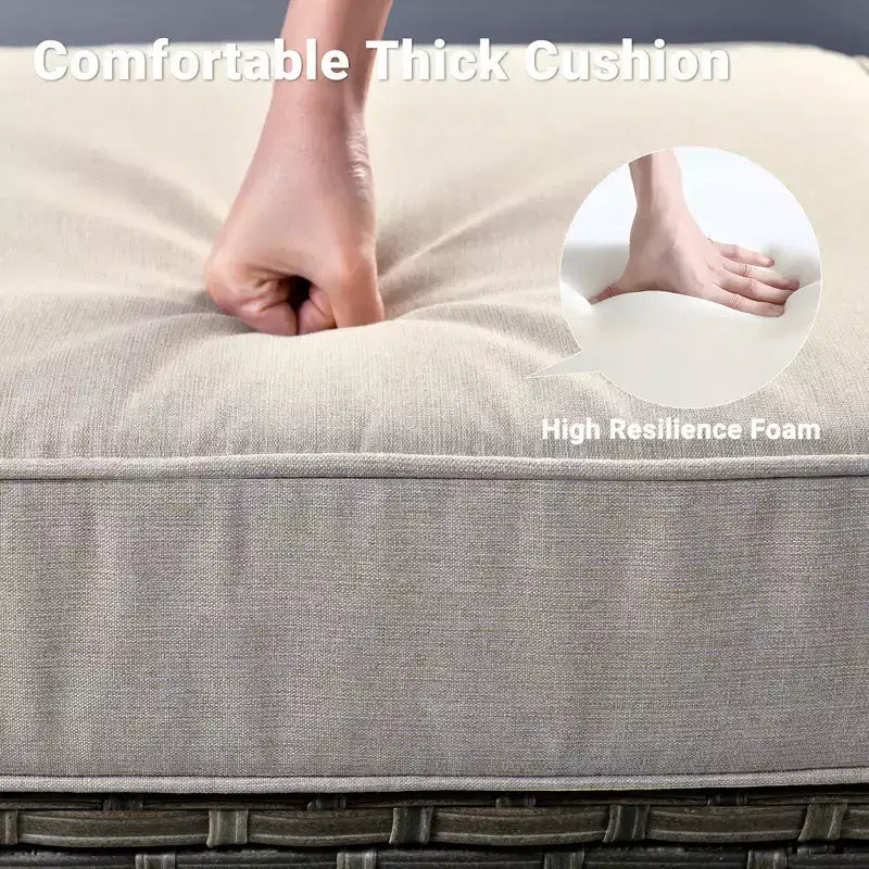 HOMLUX Salotto da conversazione da esterno a 3 posti, set divano in vimini per balcone, patio e giardino