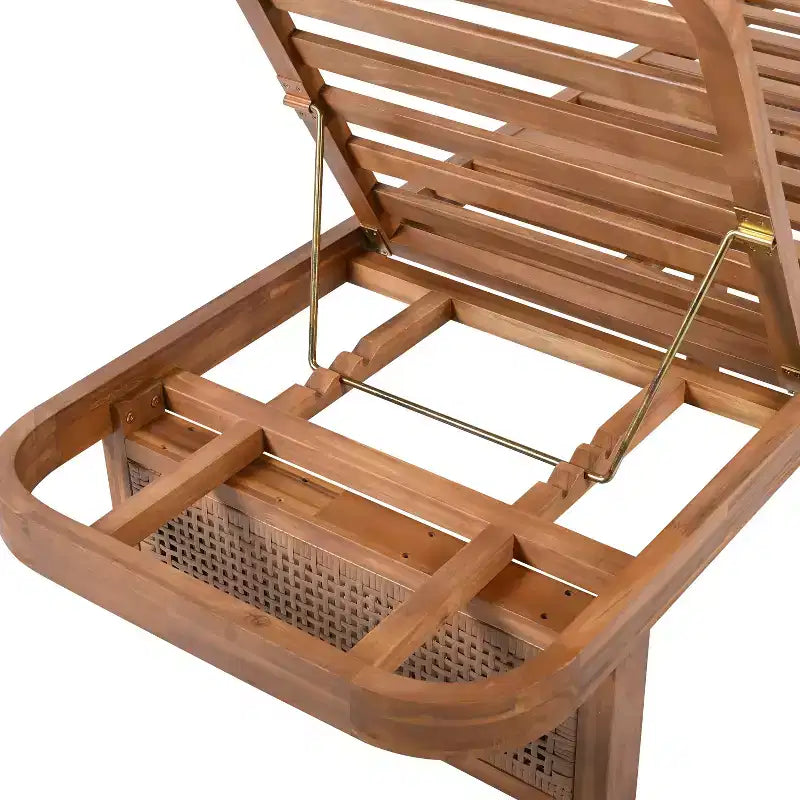 Christopher Knight Home Wino Patio Set da 3 Pezzi in Rattan e Legno di Acacia con Cuscino e Tavolino a Doghe