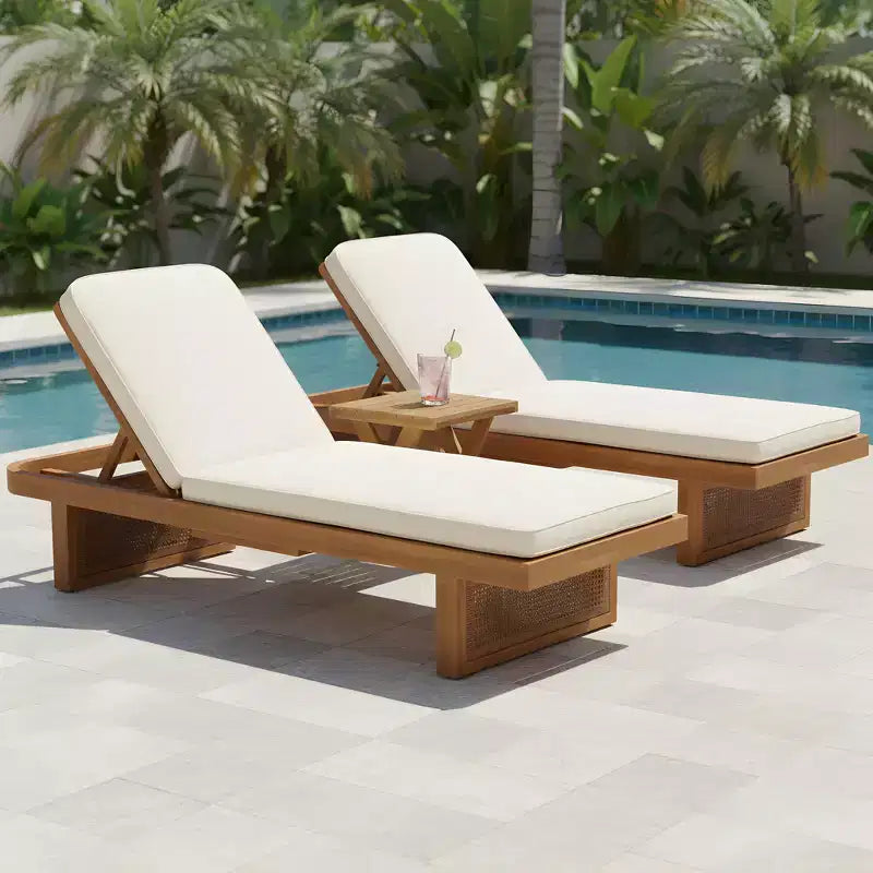 Christopher Knight Home Wino Patio Set da 3 Pezzi in Rattan e Legno di Acacia con Cuscino e Tavolino a Doghe